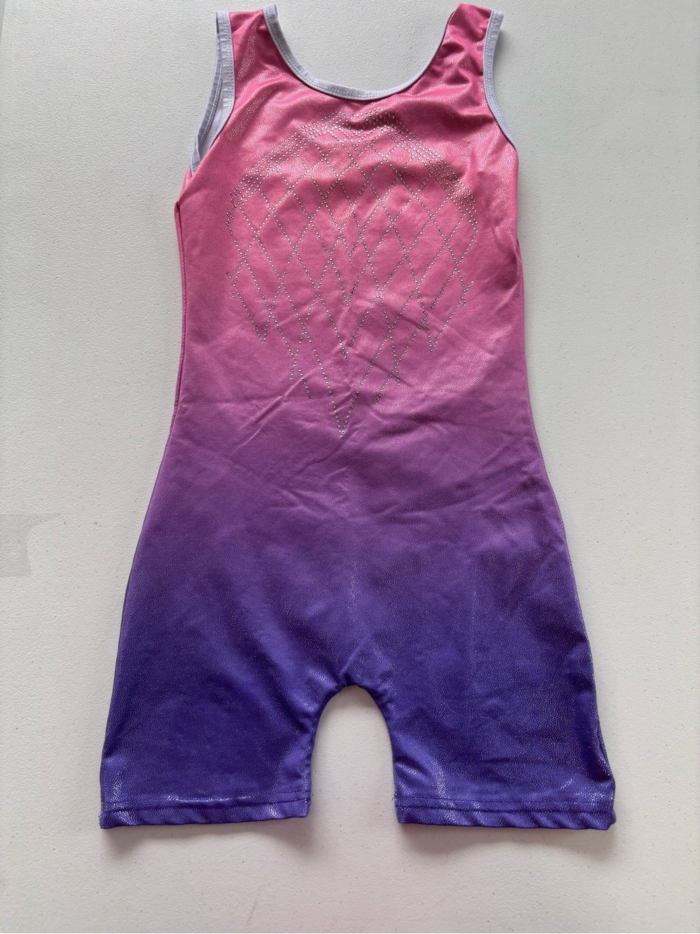 Kids Pink to Purple Ombre Dance Leotard with Rhinestone Detail